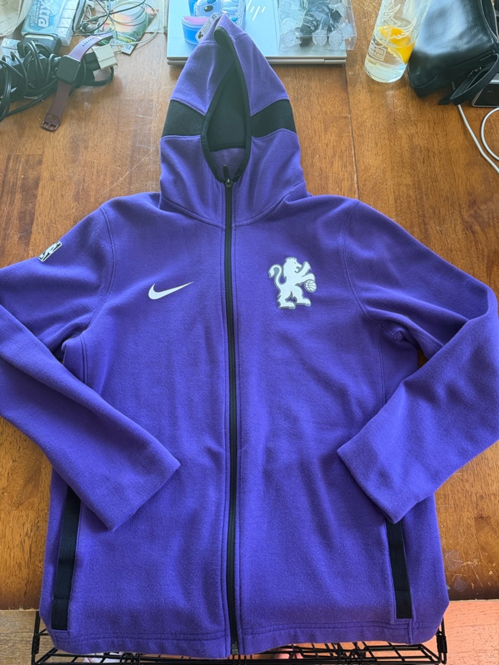 Nike Purple Hooded Full-Zip Jacket with White Lion Crest